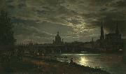 Johan Christian Dahl View of Dresden in the Moonlight (mk10) oil on canvas